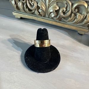 LOVE Gold Designer Luxury Fashion Jewelry Ring With Logo Engraved. Size 7, 8.